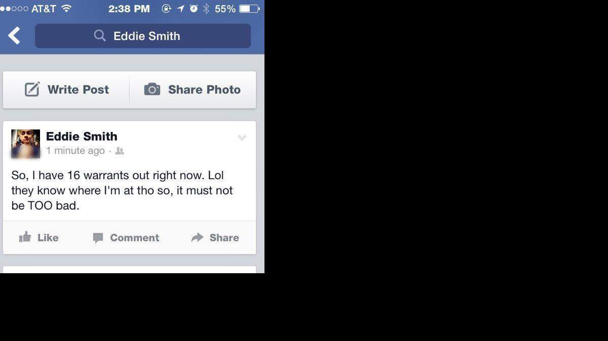 
A concerned citizen alerted Mineral Wells police about the post made on Eddie Smith’s Facebook page, leading to Smith’s arrest.
