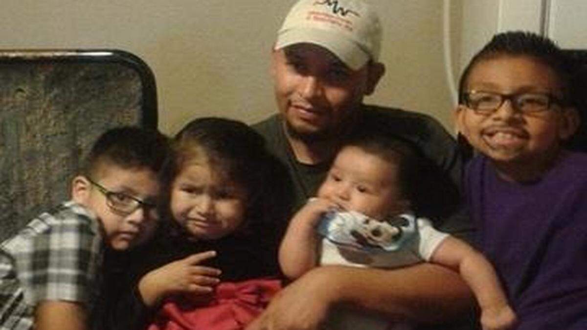 
Ruben Garcia Villalpando of North Richland Hills with his four children. Garcia was fatally shot Friday by a Grapevine police officer. 
