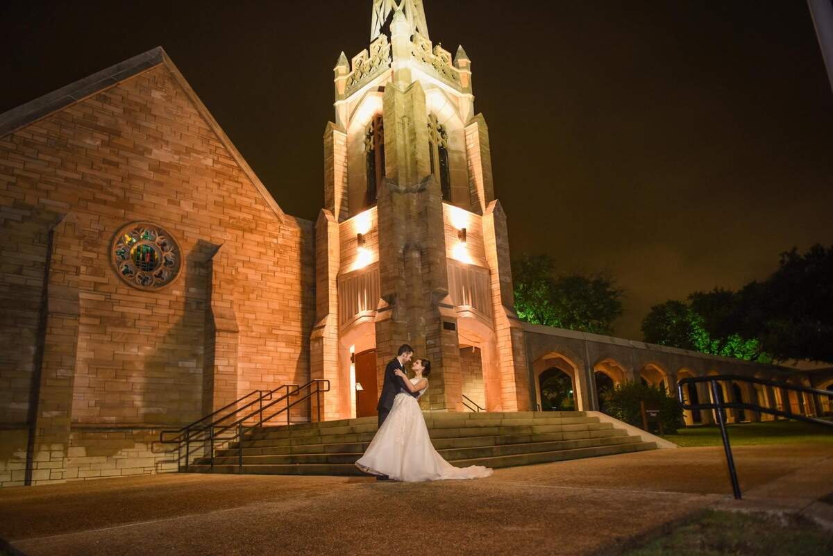 Brooke and Michael Bryant were married at Belltower Chapel and Garden in Fort Worth. ACH Child and Family Services owns the venue. The organization provides resources to families and children going through a crisis.