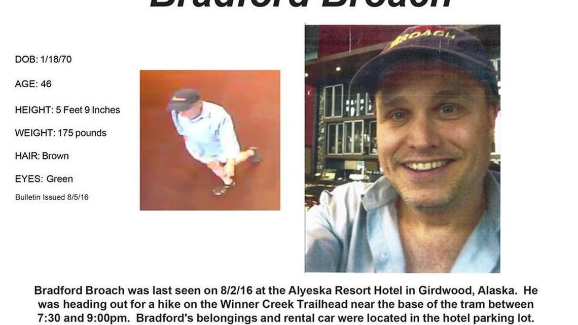 Bradford Broach, of Allen, was last seen Tuesday near his resort in Alaska.