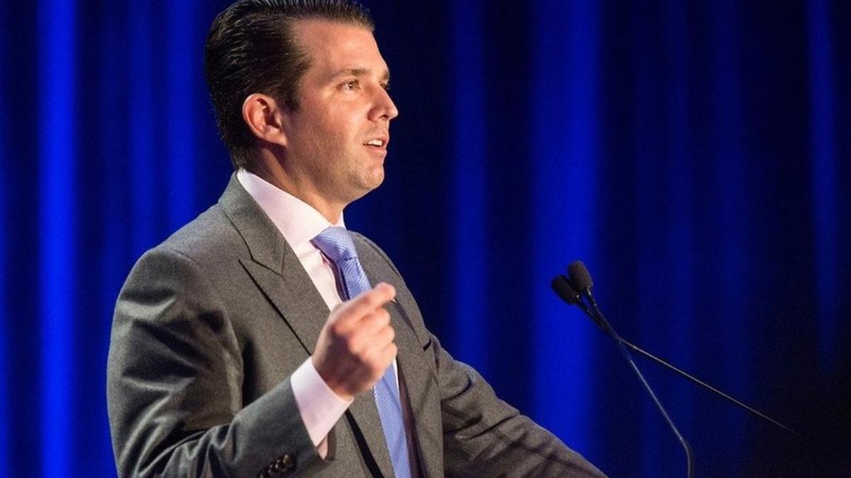 Donald Trump Jr. speaks at the Dallas Republican Party Reagan Day Dinner on Saturday.