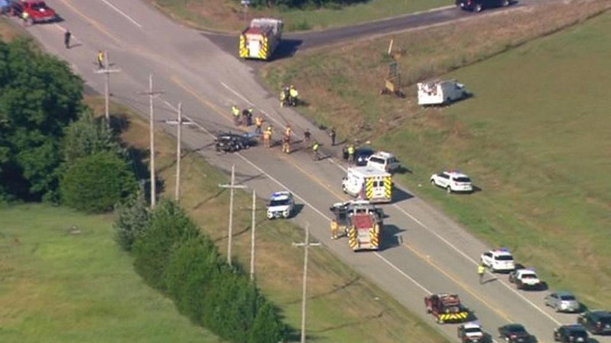 A WFAA photo of a deadly crash in Collin County, near Anna.