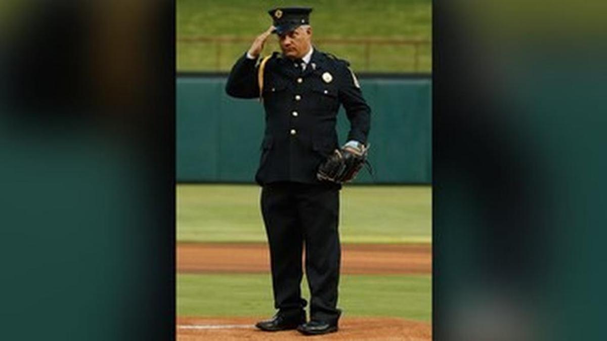 Chris Suprun threw out the first pitch at a Texas Rangers MLB game in 2015.