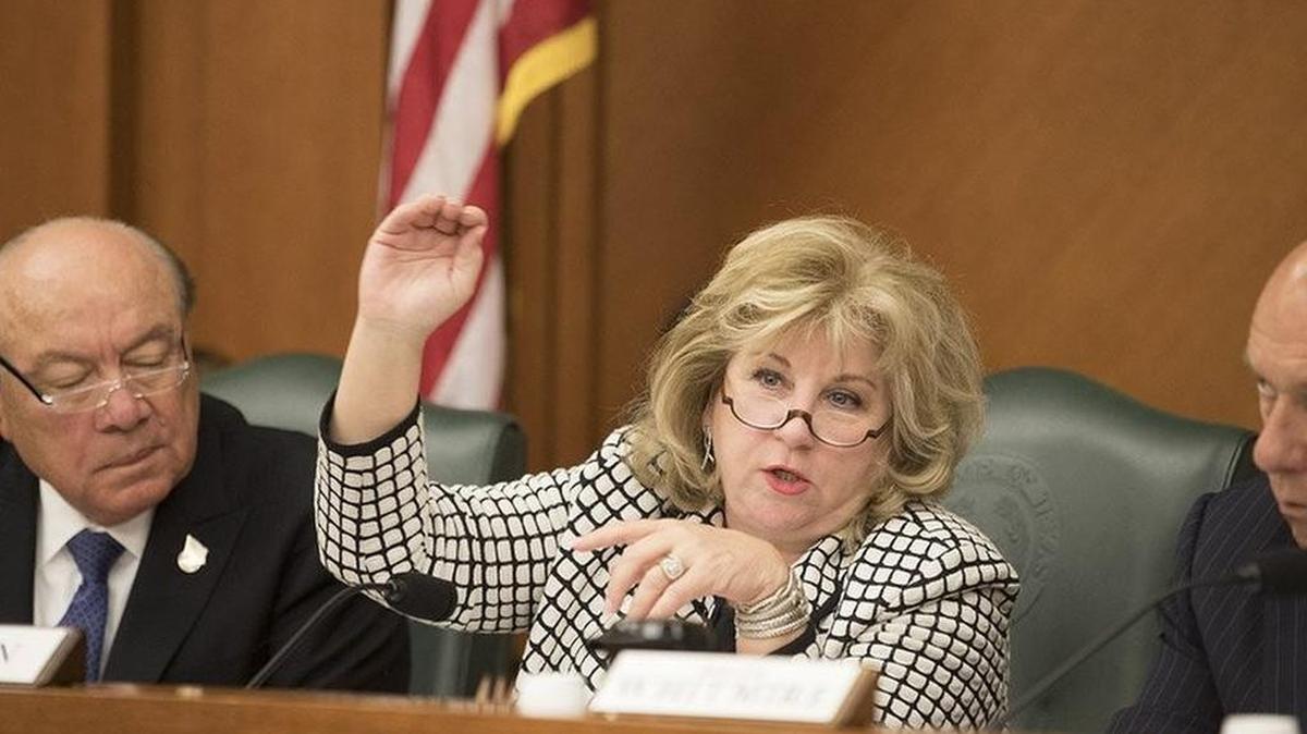 State Sen. Jane Nelson, R-Flower Mound, explains the benefits of Senate Bill 19 during a meeting of the Senate Finance Committee on Saturday, July 22, 2017.