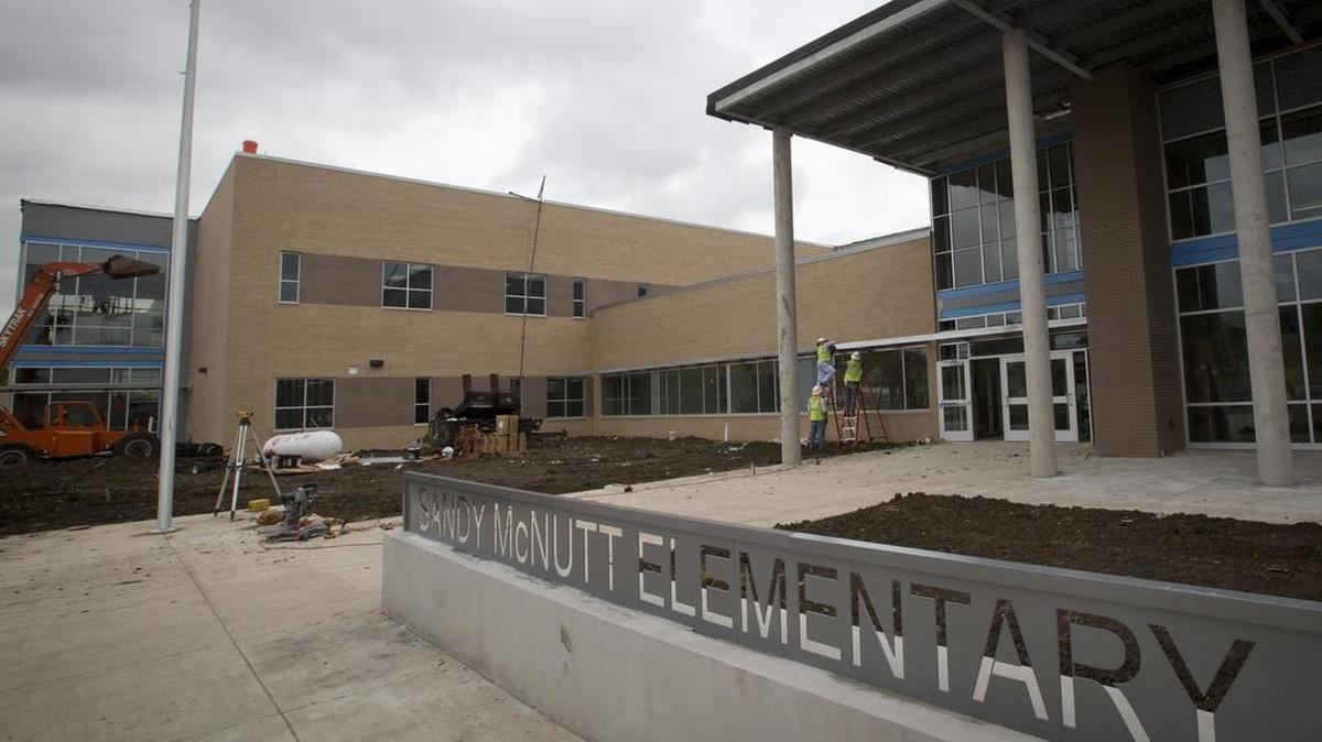 Arlington school district’s new McNutt Elementary School on Thursday. It is one of two new elementary schools opening in the district Monday.