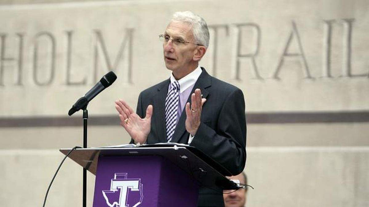 In 2014, Tarleton State president Dominic Dottavio announced that Tarleton State University would build a new campus in Fort Worth. He joked that he hoped it would be OK for another school with purple colors to be in the city. The Fort Worth campus is being built on 80 acres near Chisholm Trail Parkway and Old Grandbury Road.