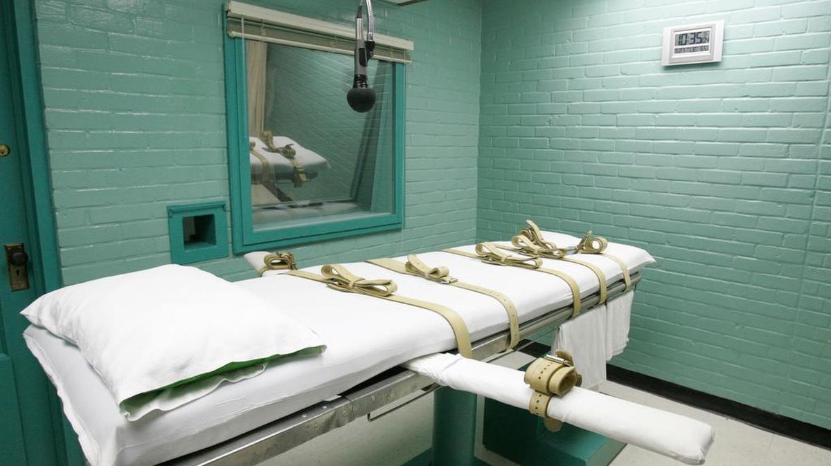 The gurney in Huntsville, Texas, where Texas' condemned are strapped down to receive a lethal dose of drugs.