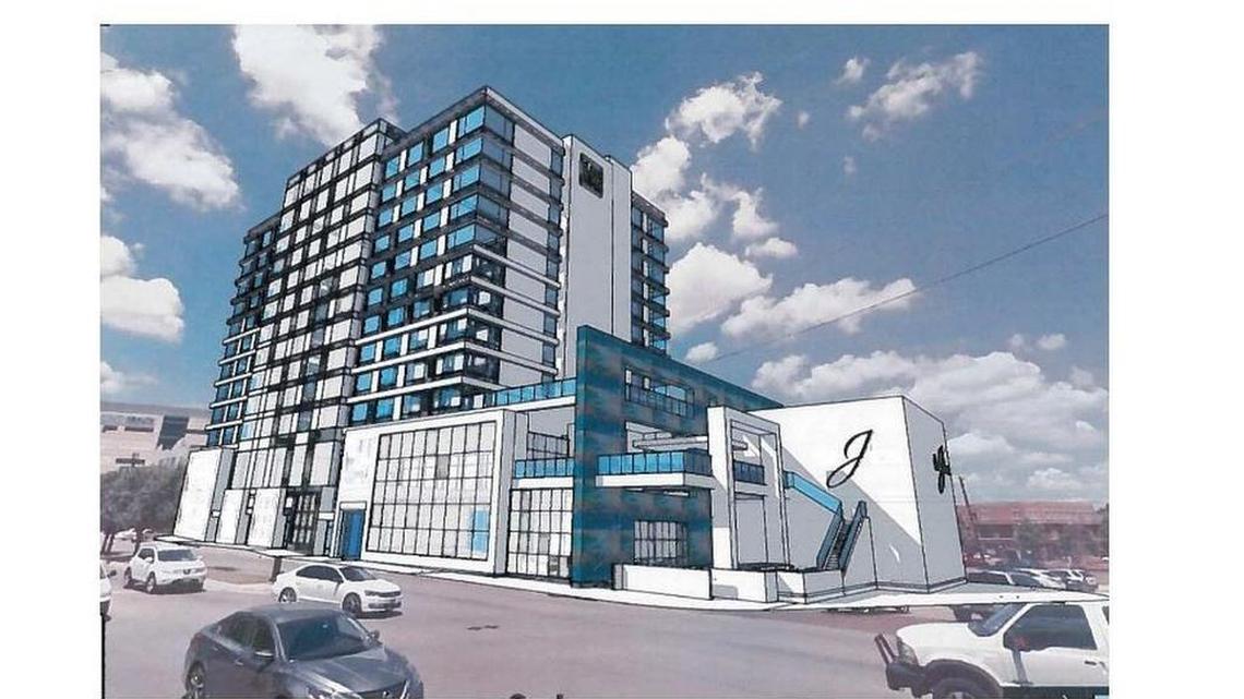 An architectural rendering of the proposed Hotel Renovo, to be built across Camp Bowie Boulevard from the Kimbell Art Museum.