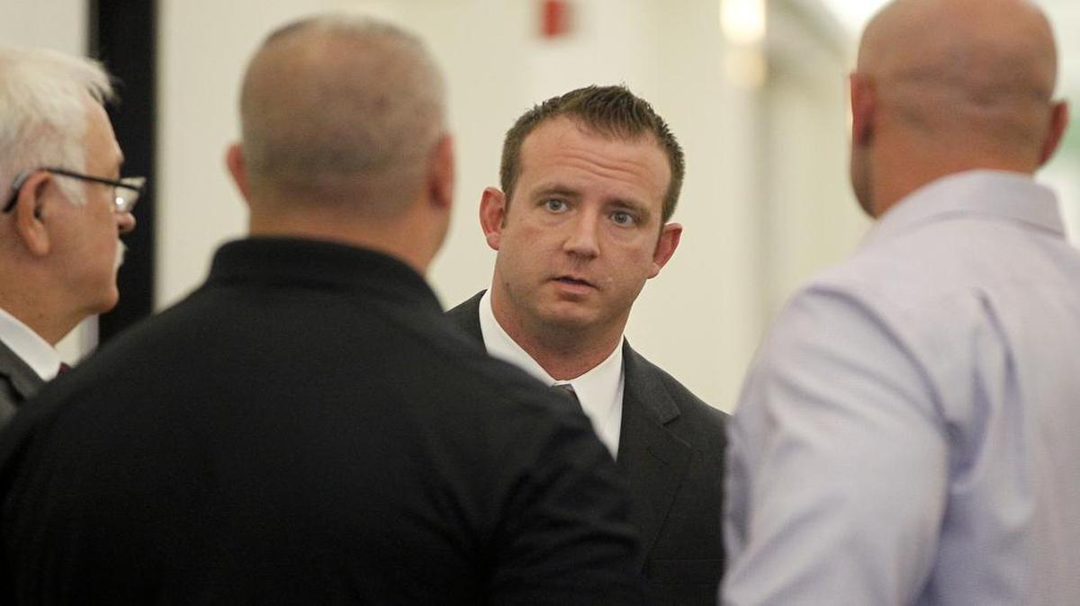 Fort Worth police officer Courtney Johnson is on trial in a wrongful shooting case at the Tim Curry Criminal Justice Center in Fort Worth.