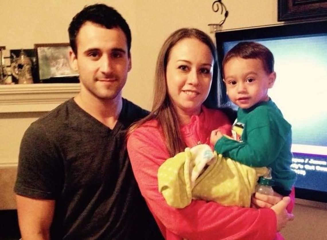 Christian Tyrrell, left, with his girlfriend, Jessica Langlais, and her son, Adrian Langlais.