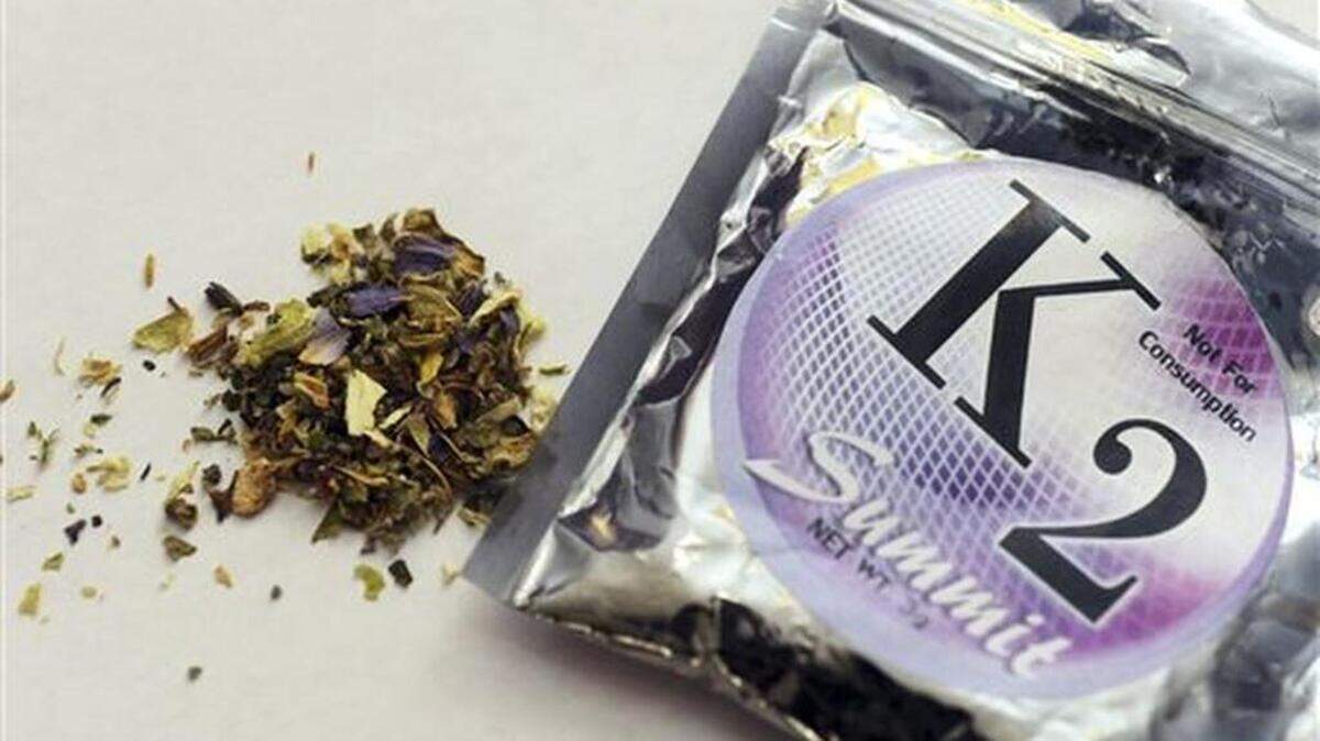 
K2 contains herbs and spices sprayed with a synthetic compound similar to THC, the psychoactive ingredient in marijuana.


