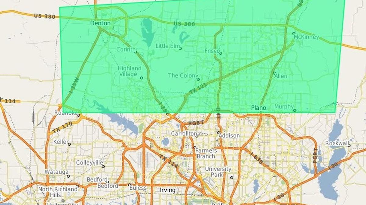 The area under a flash flood warning until 10 p.m.