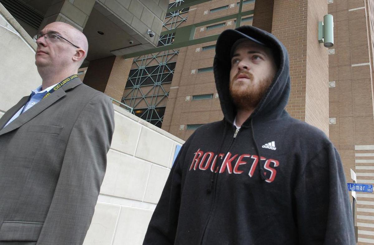 Headed to the Fort Worth Police Department to be fitted with an ankle bracelet, Bernard Joseph Gorman leaves the Lon Evans Correction Center escorted by Community Supervision and Corrections officers after posting bond on March 24, 2015.