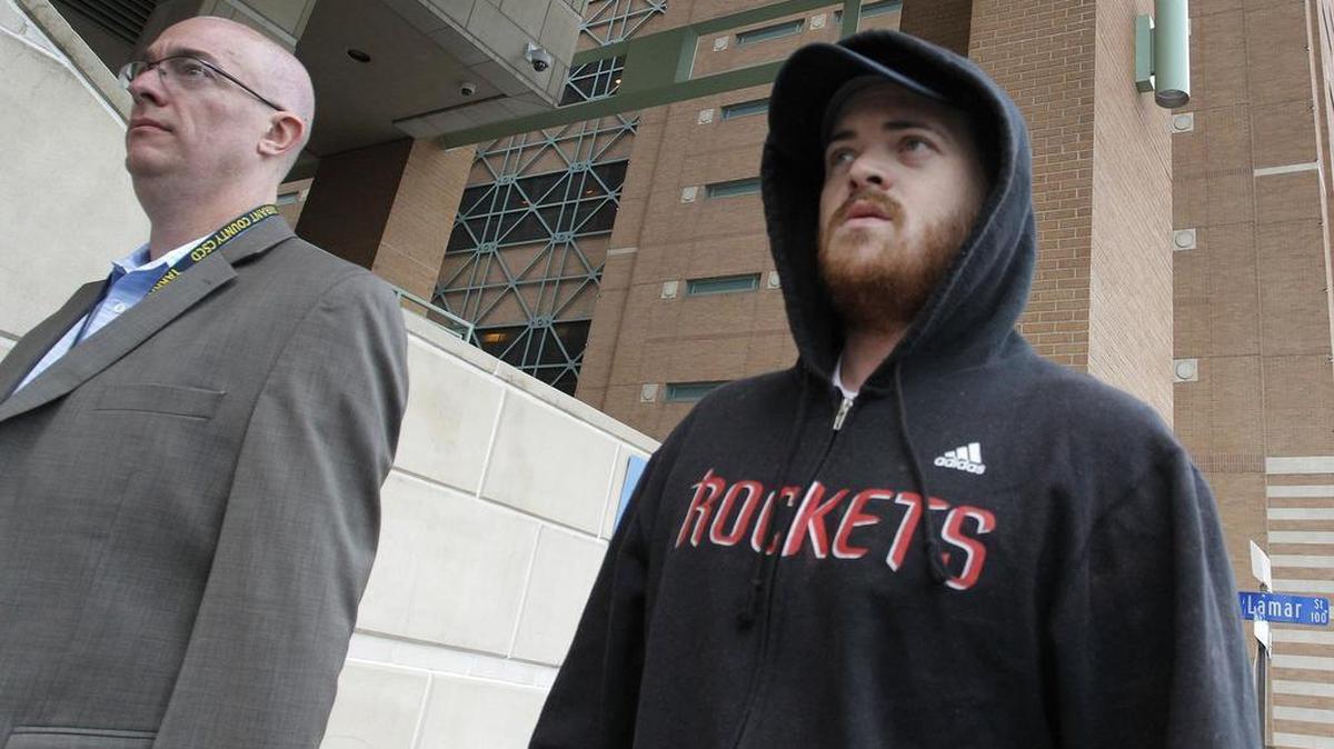 Headed to the Fort Worth Police Department to be fitted with an ankle bracelet, Bernard Joseph Gorman leaves the Lon Evans Correction Center escorted by Community Supervision and Corrections officers after posting bond on March 24, 2015.