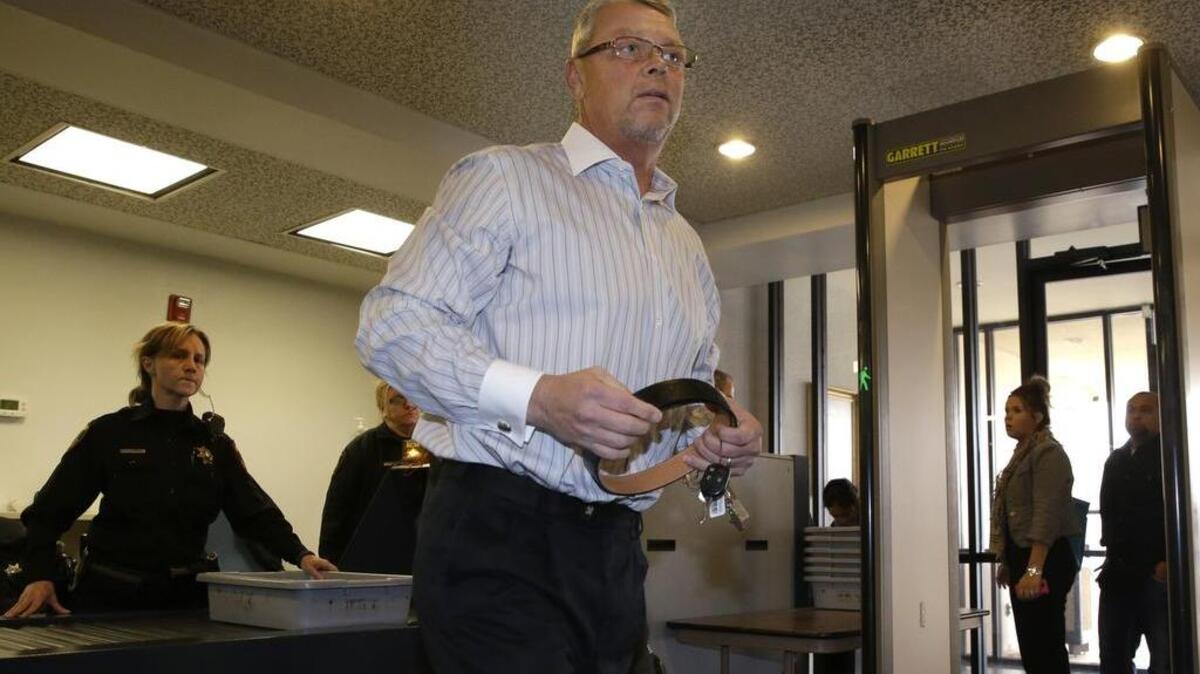 Fred Couch, who went to trial Monday in a misdemeanor case, at a hearing for his son, Ethan Couch, in 2014.