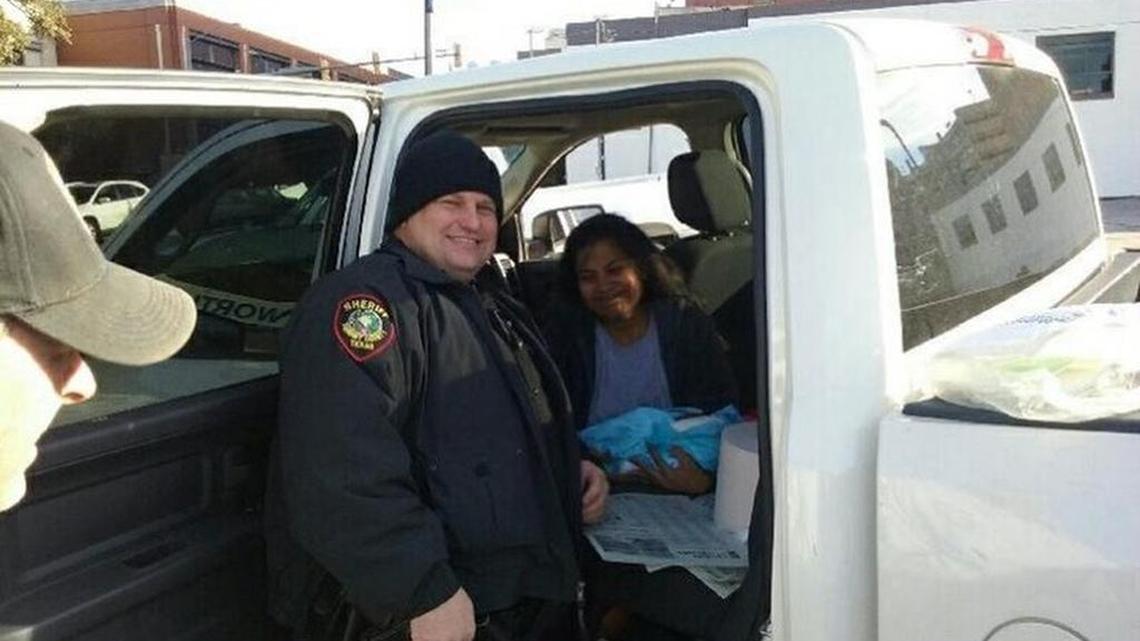 Deputy Christopher Carmichael helped to deliver a healthy baby boy inside a pickup truck in downtown Fort Worth on Tuesday.
