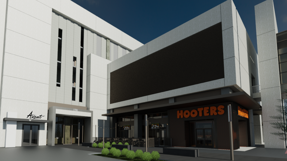 Rendering of Hooters restaurant planned for City Place in downtown Fort Worth.