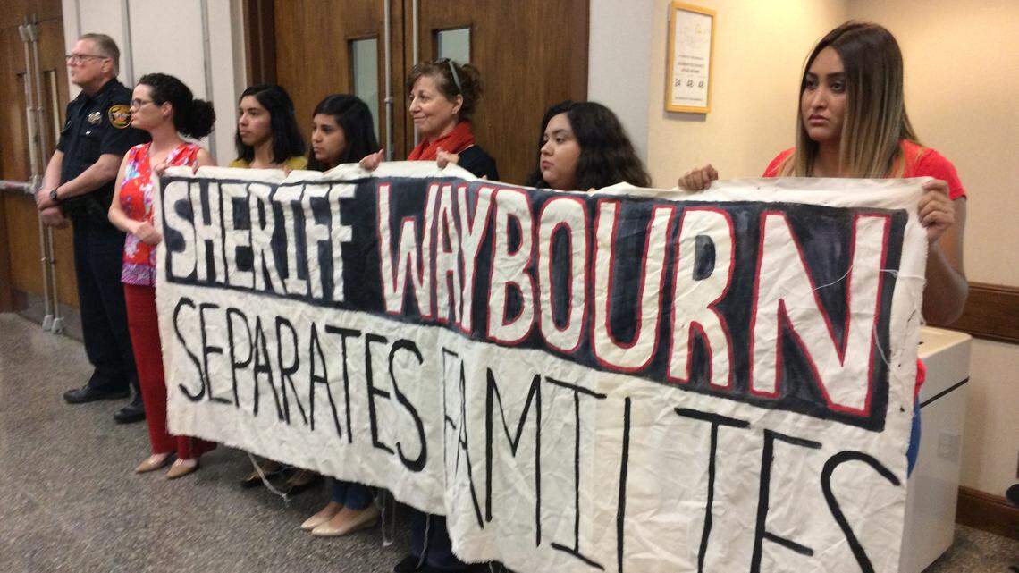 Members of the local grassroots organization United Fort Worth protested at the Fort Worth Race and Culture Task Force meeting the Tarrant County sheriff's participation in the immigration program 287(g).