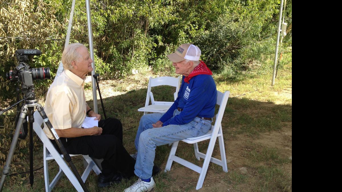 
Star-Telegram writer Jim Jones interviews former President Jimmy Carter at a Habitat for Humanity project in east Fort Worth in October. 
