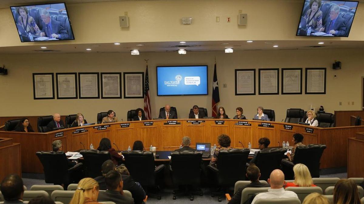The Fort Worth school board, shown in October 2016.