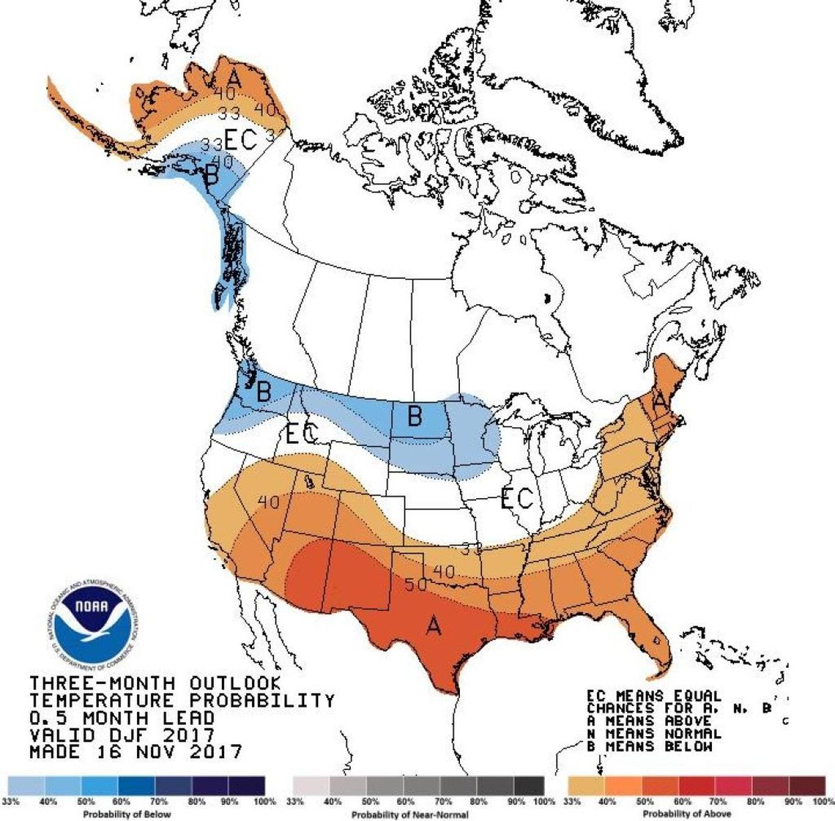 Temperatures are predricted to be above normal this winter.