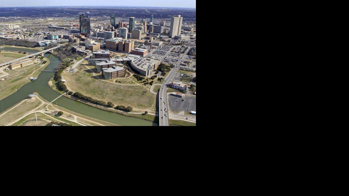 
Downtown Fort Worth viewed from the north on Feb. 21, 2014. The downtown TIF pays for free parking on nights and weekends; infrastructure and street-scape improvements for Sundance Square Plaza and also paid for asbestos removal from The Tower. 
