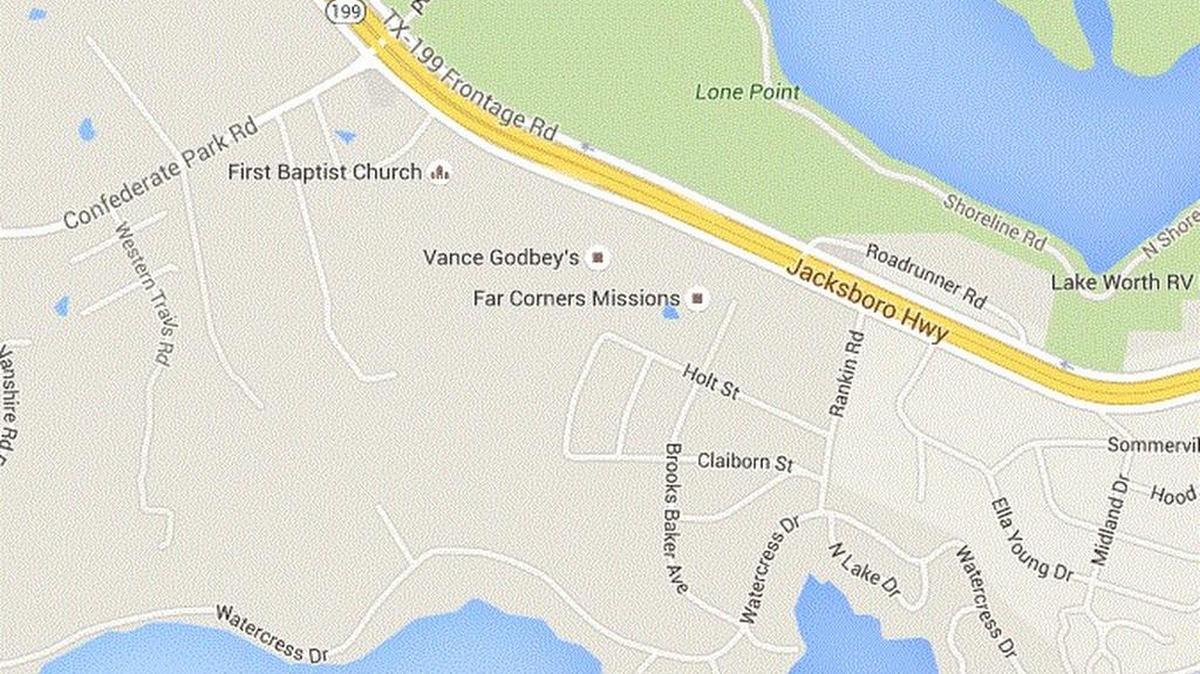 A woman died in a two-vehicle accident on Jacksboro Highway and Confederate Park Road in Lakeside Wednesday night.