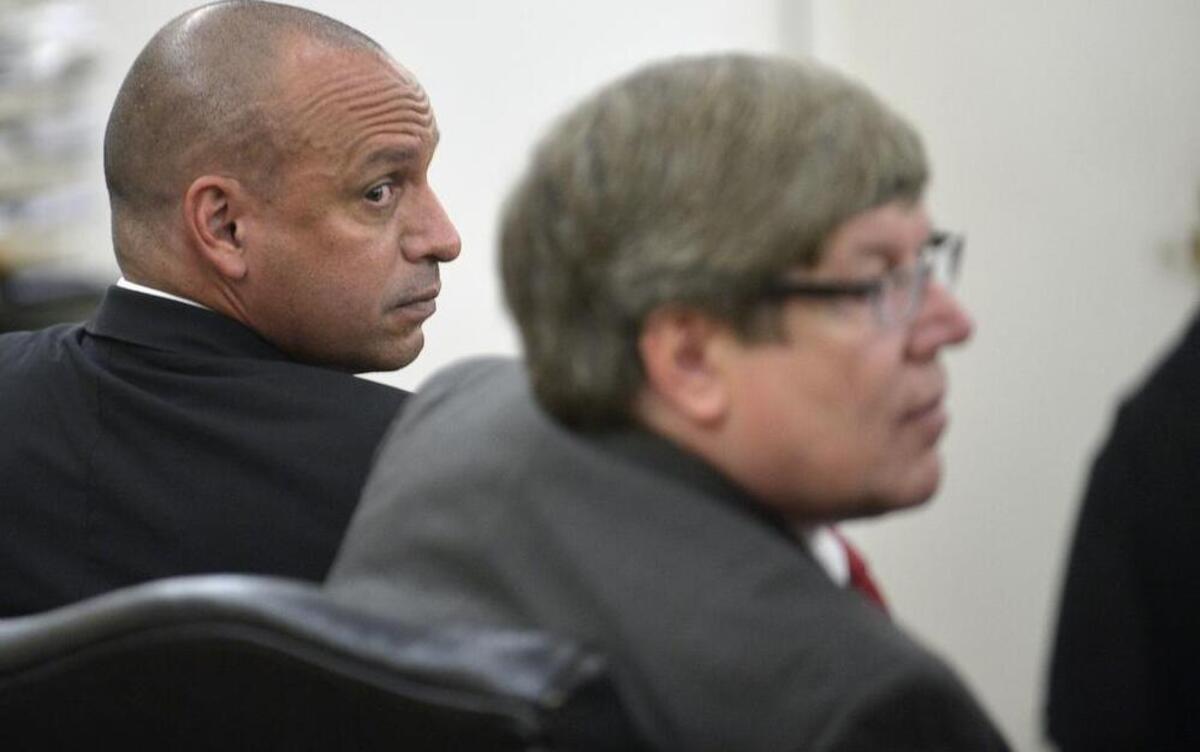 
Defendant Geronimo Aguilar, left, in court last week.

