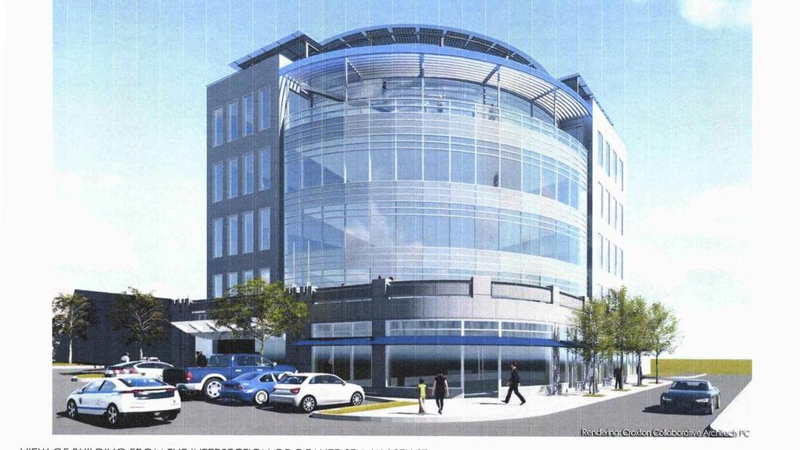 Artist renderings of the proposed Fort Worth Police Officers' Association building that was to be built at 10th and Collier streets in downtown Fort Worth.