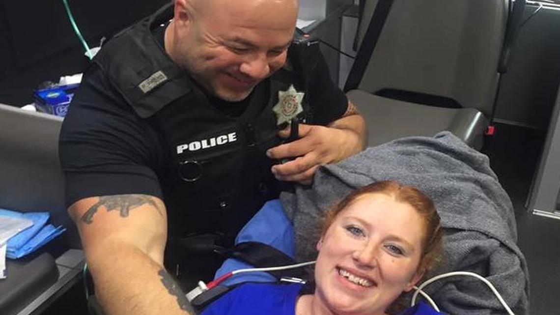 A photo after Tarrant County Precinct 5 Deputy Constable Craig Diebold helped deliver a baby on the side of the road in Benbrook. Mom and baby are doing fine.