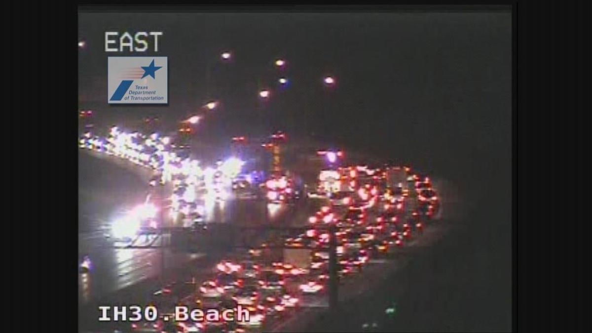 At least one person was killed and three others were reported injured in a wreck Saturday night on Interstate 30, WFAA News reported.