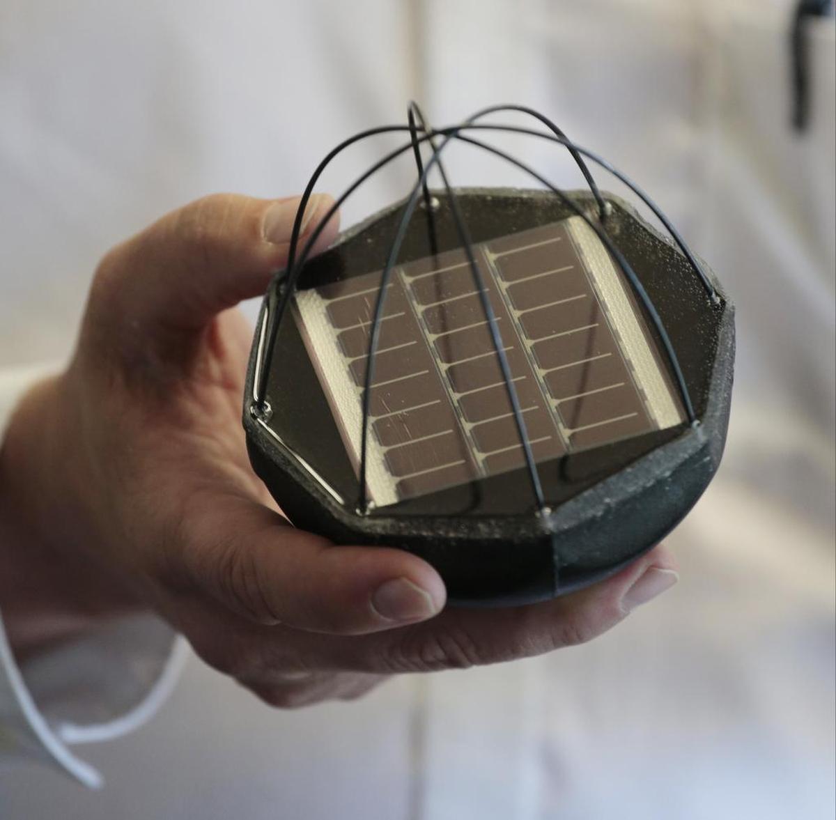 Maisel Klutts, director of engineering and planning for Fort Worth defense contractor WilliamsRDM, displays virtual border wall prototype sensors May 30, 2017. WilliamsRDM has a patent pending for the design.