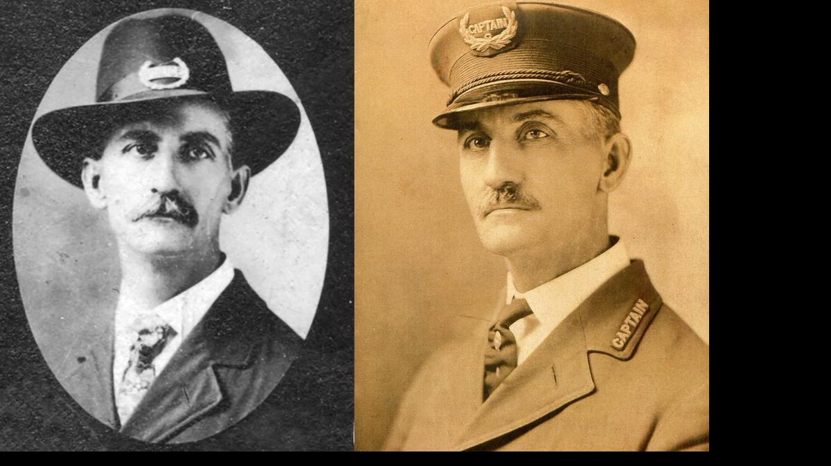 
Paintings based on these two photographs - intially believed to be Officer Peter Howard (left) and Captain George Conant (right) - hung for years in the Fort Worth police memorial room. An artist commissioned to repaint the portraits recently realized that both photographs were, in fact, of Conant.
