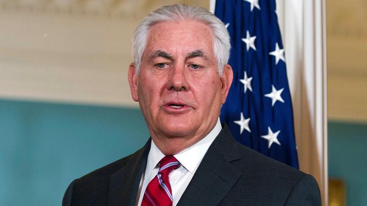 Now former Secretary of State Rex Tillerson answers a reporter's question about North Korea while he meets with German Foreign Minister Sigmar Gabriel in November 2017 at the State Department in Washington.