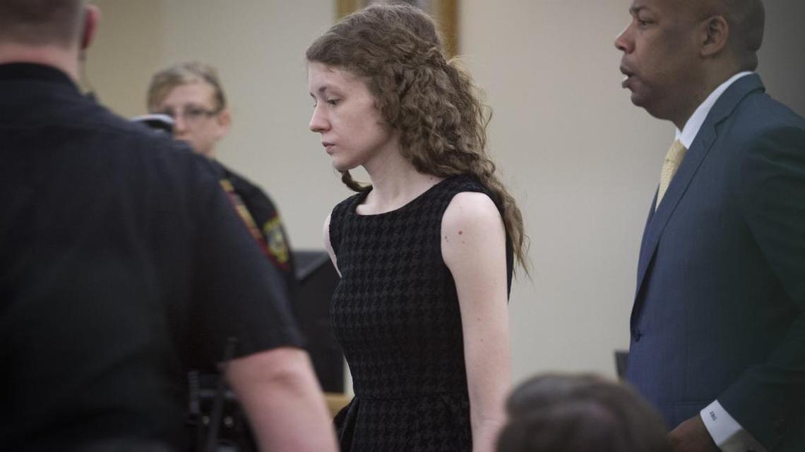 Carter Carol Cervantez, 27, enters court Tuesday, May 17, 2016, with defense attorneys Steve Gordon, right, and Bill Ray, not pictured.