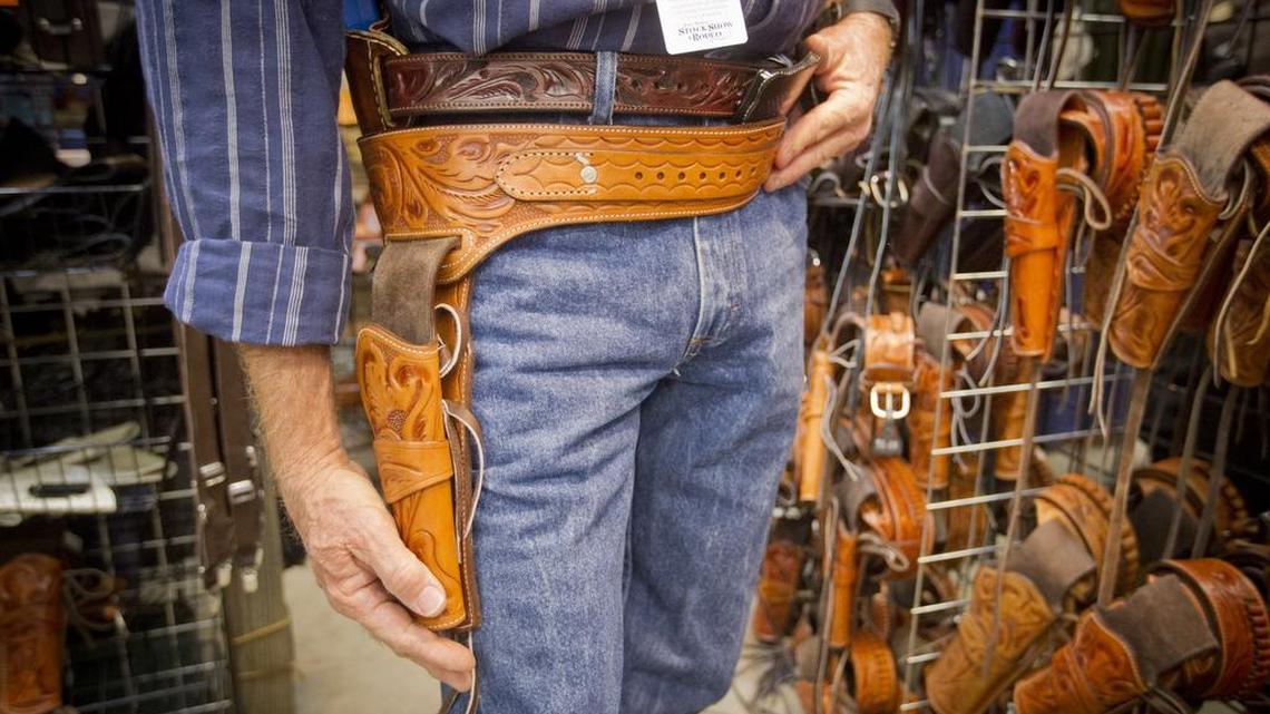 Roger Pierce sells a variety of holsters.