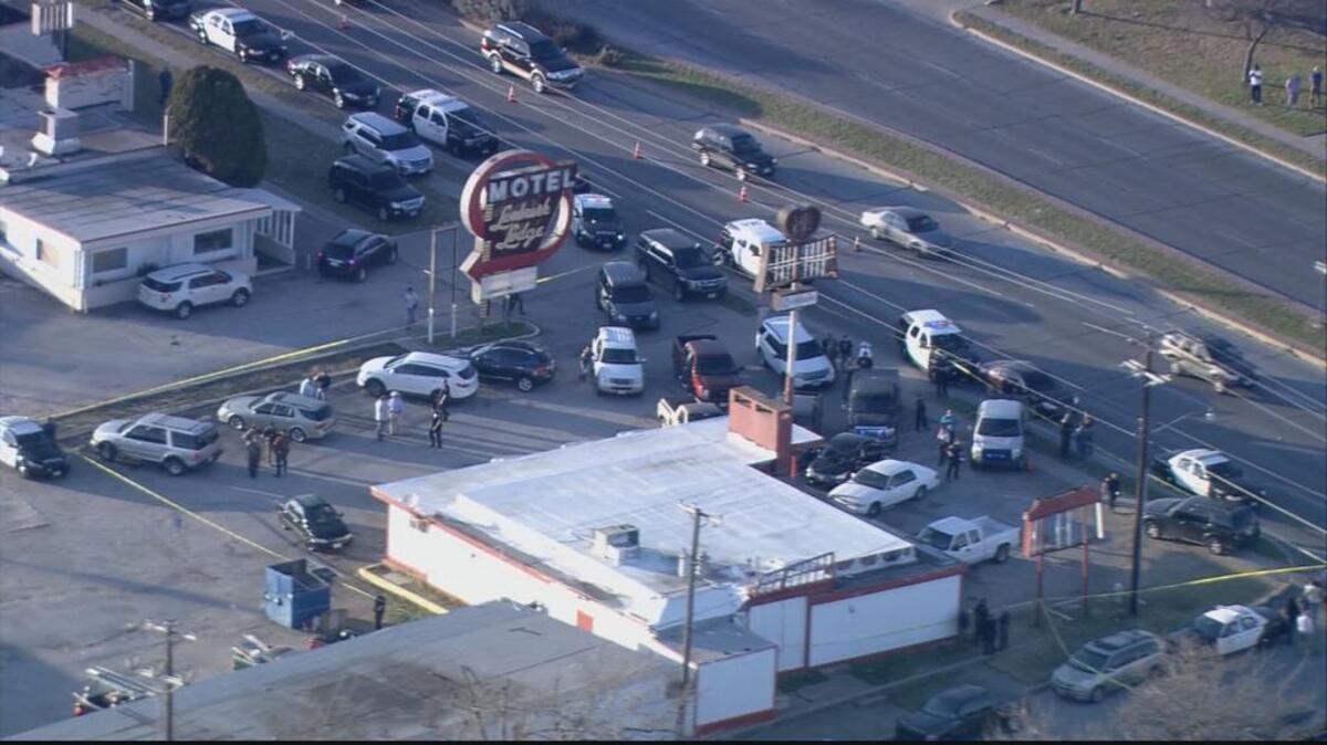 Aerial photo of a shooting scene on Camp Bowie West where a Hood County robbery suspect was fatally shot by officers trying to arrest him Friday, Feb. 12, 2016.