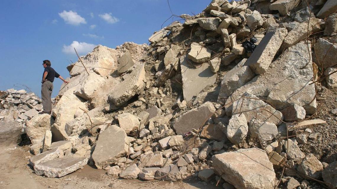 Concrete chunks await recycling at the Arlington landfill in August 2004. Recycling breaks the pieces in to aggregate about the size of a quarter that can be used to make more concrete. A zoning request for a concrete recycling operation in east Fort Worth was rejected by the city Zoning Comission on Wednesday, June 8, 2016.