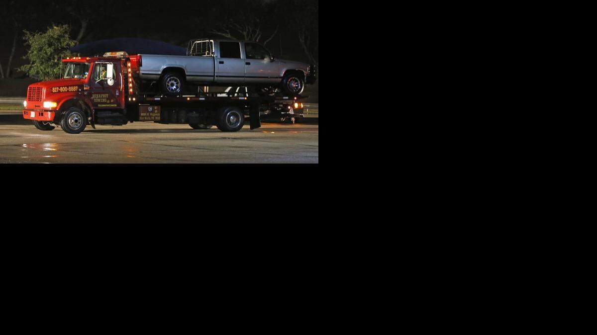 
A pickup was examined by police during a hunt for murder suspect Kristun Sean Madewell in Bicentennial Park in Crowley on Wednesday.
