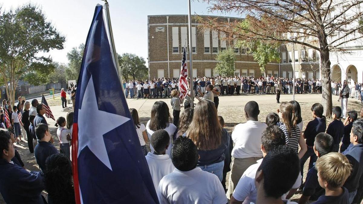Students attend a ceremony recently at Stripling Middle School.