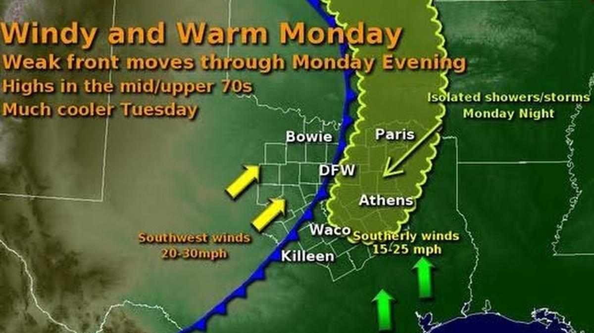 A front on Monday evening could drop temperatures into freezing Tuesday night.
