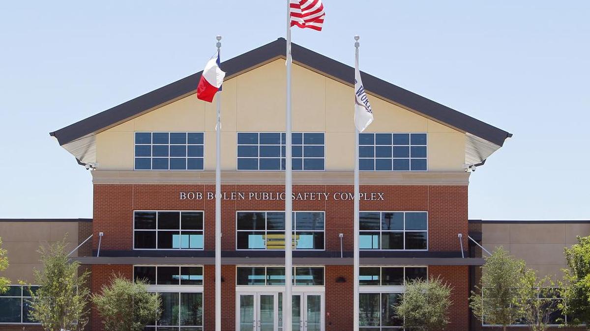 Main entrance of the Bob Bolen Public Safety Complex, at 505 W. Felix St.