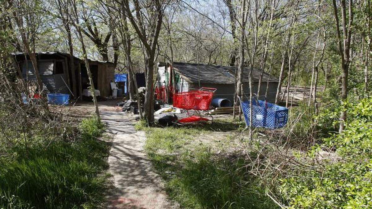 
The camp where a number of homeless people lived was photographed Thursday, March 26, 2015. Human skeletal remains were found there Saturday as city workers were clearing the area.
