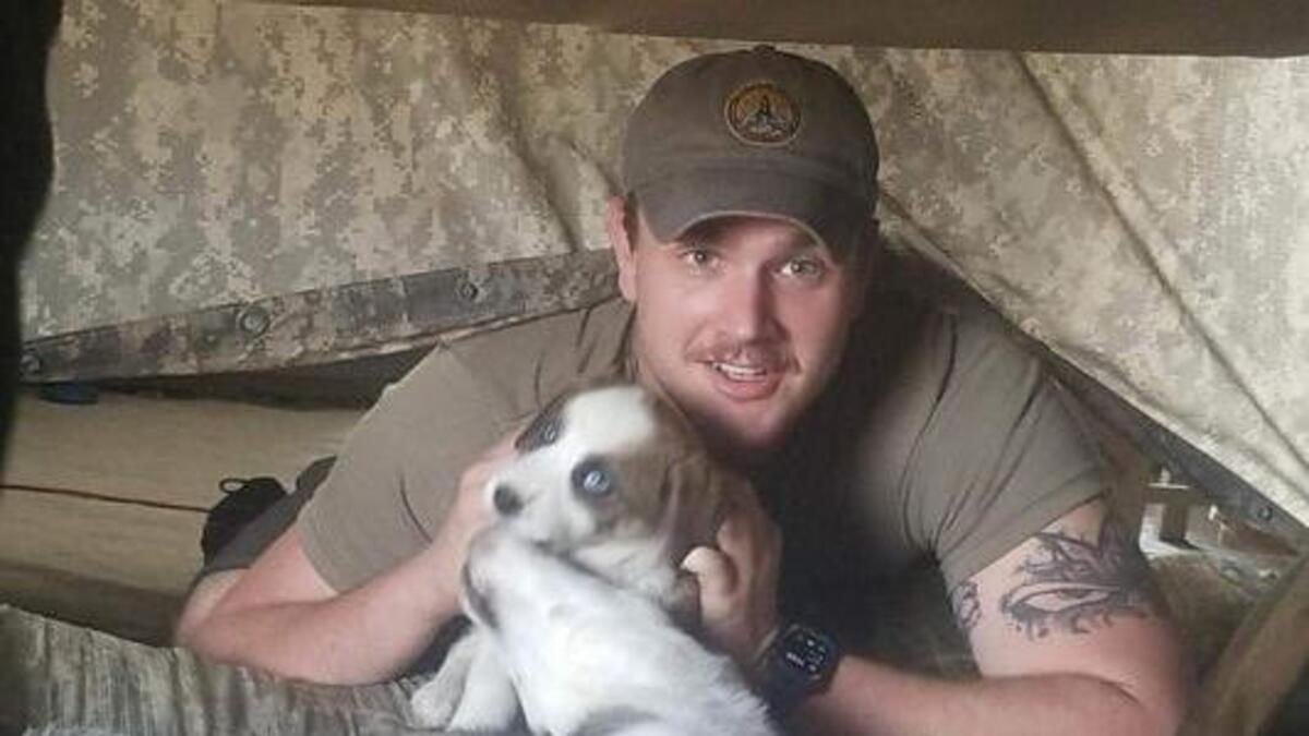 Zack McEntire of Aledo rescued this puppy from a garage pit in Afghanistan. A nonprofit organization helped raised the money needed to bring the dog to Texas.
