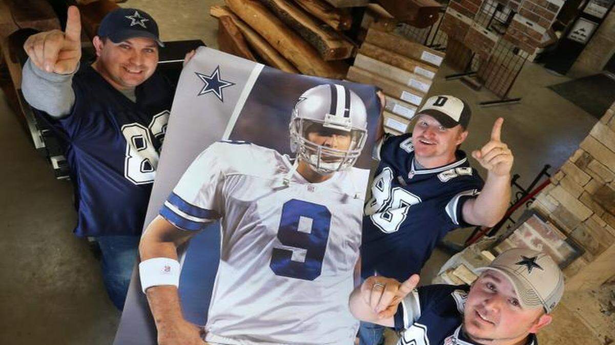 
Three local Dallas Cowboys fans will be in the stands at Lambeau Field in Green Bay for Sunday's game against the Packers. From left are Bobby Harris, Ronald Bell and Anthony Pontremoli.

