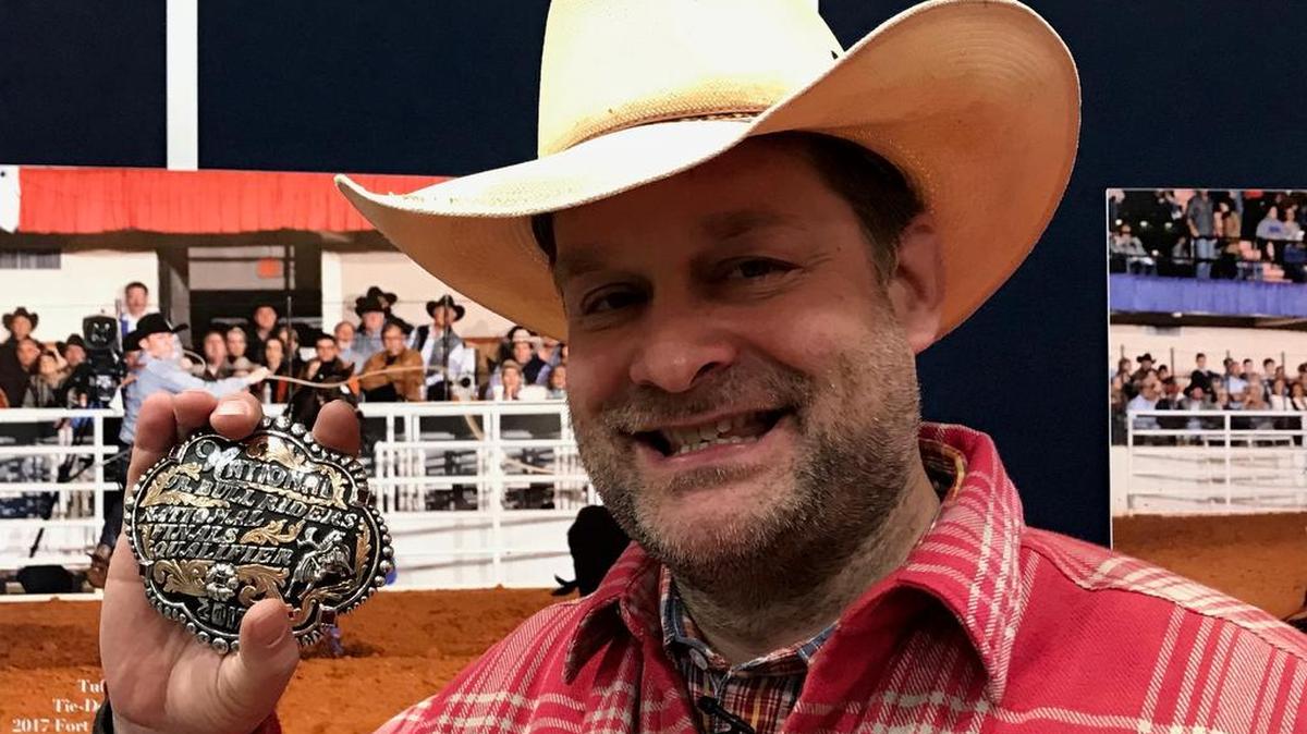 German cowboy Ron Boese is at the Fort Worth Stock Show for a TV show about junior bullriders.