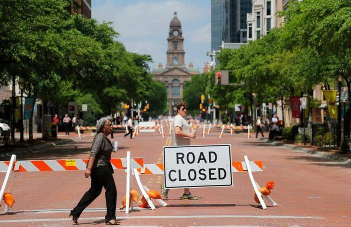 Much of Main Street is closed for the set up of the Main St. Fort Worth Arts Festival this weekend.
