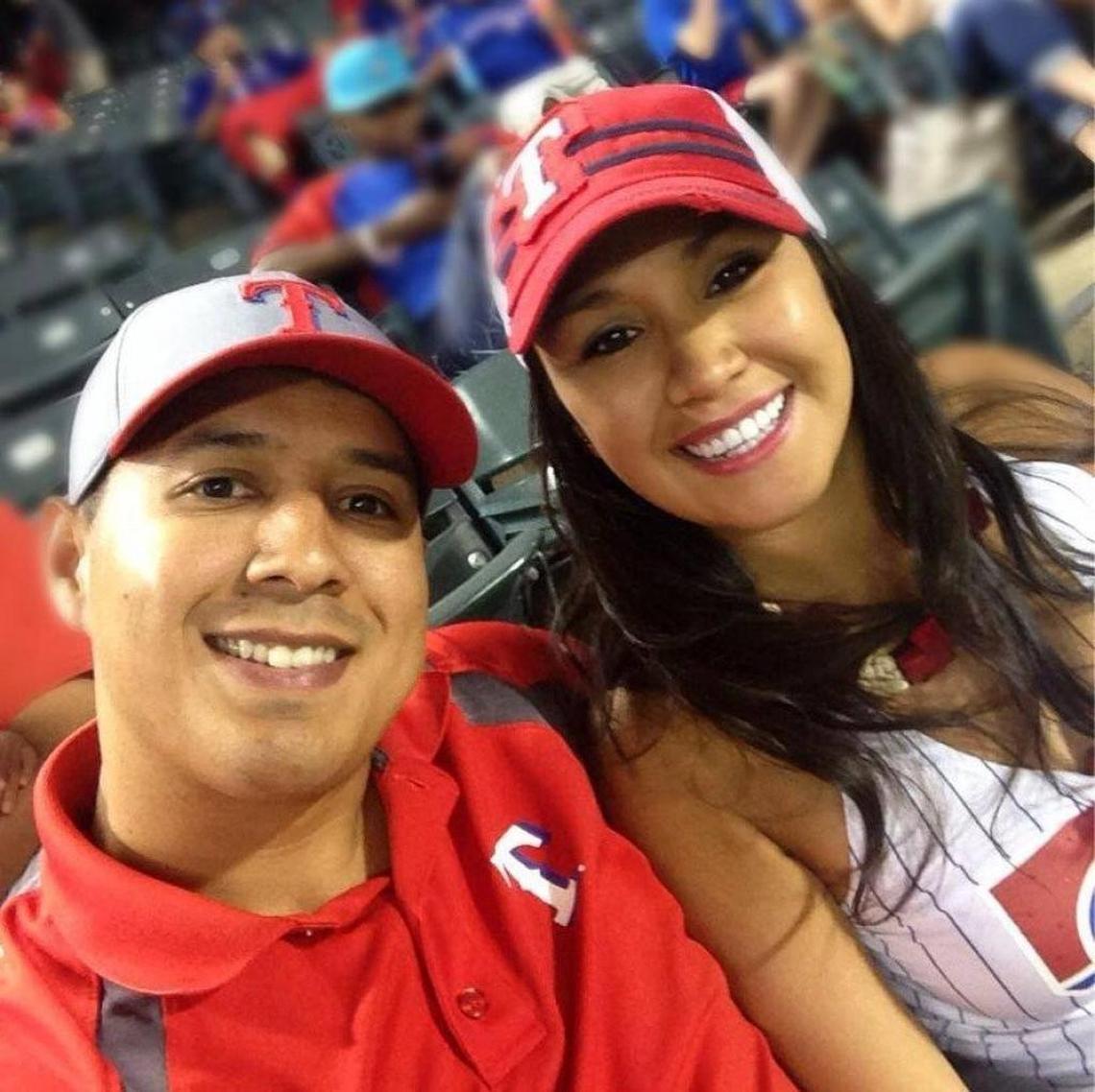 Dallas police officer Patrick Zamarripa, 32, and Kristi Villasenor at a Texas Rangers game.