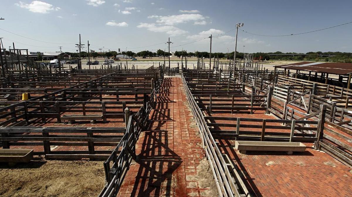 The remaining cattle pens at the Fort Worth Stockyards.