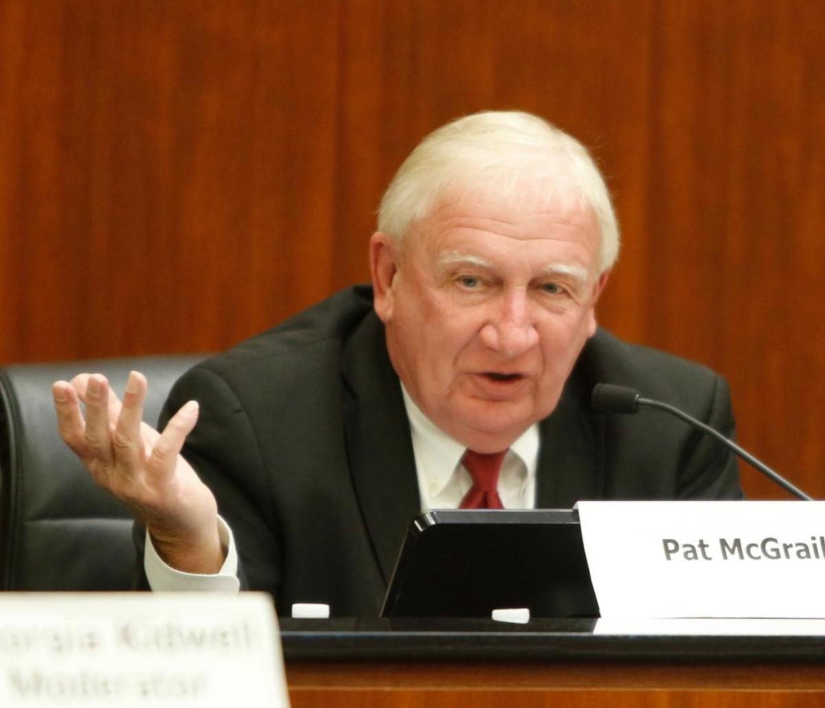 Mayoral candidate, and former Keller Mayor, Pat McGrail speaks during an April campaign forum.